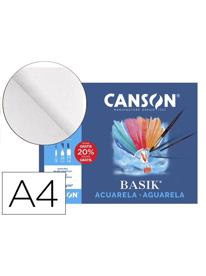 Papel acuarela basik canson din a4+ 370 gr pack de 6 hojas Papel acuarela basik canson din a4+ 370 gr pack de 6 hojas