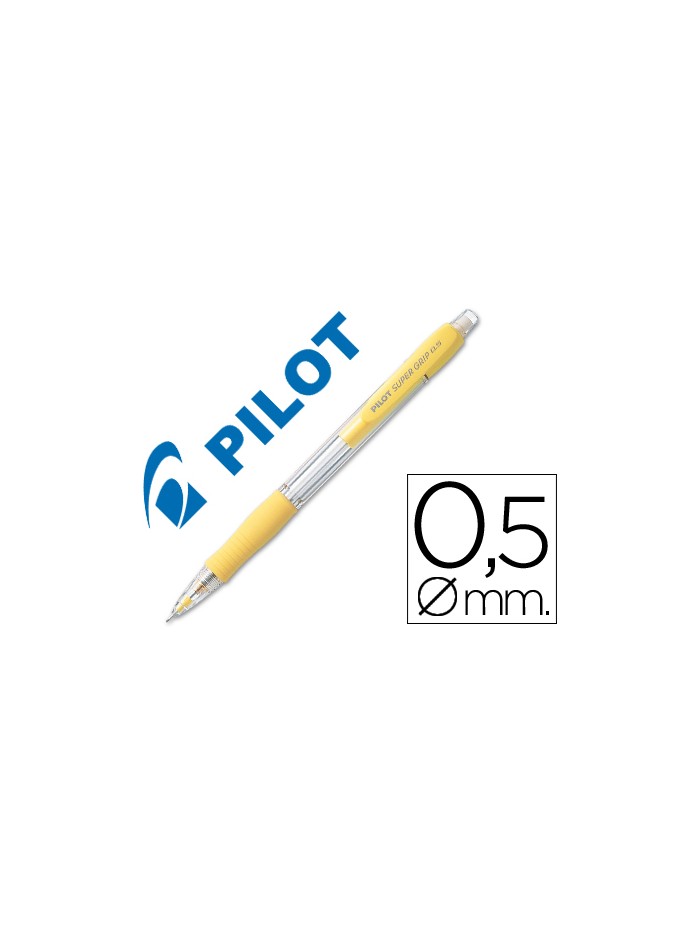 Portaminas pilot super grip amarillo 0,5 mm sujecion de caucho Portaminas pilot super grip amarillo 0,5 mm sujecion de caucho