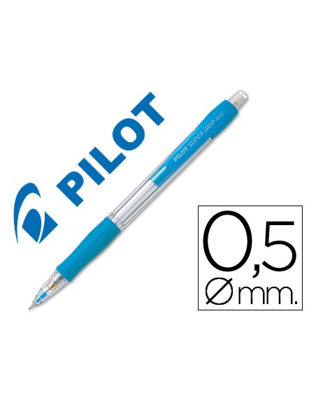 Portaminas pilot super grip celeste 0,5 mm sujecion de caucho