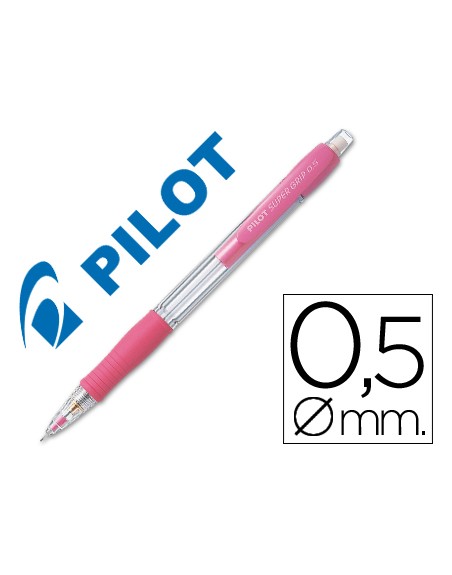 Portaminas pilot super grip rosa 0,5 mm sujecion de caucho
