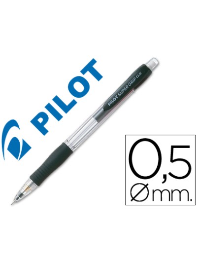 Portaminas pilot super grip negro 0,5 mm sujecion de caucho