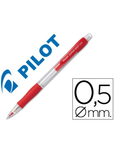Portaminas pilot super grip rojo 0,5 mm sujecion de caucho