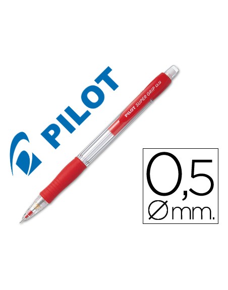 Portaminas pilot super grip rojo 0,5 mm sujecion de caucho