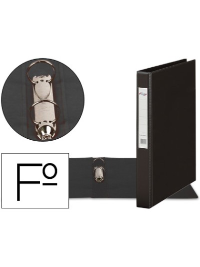 Carpeta 2 anillas 40 mm plastico pardo folio negro