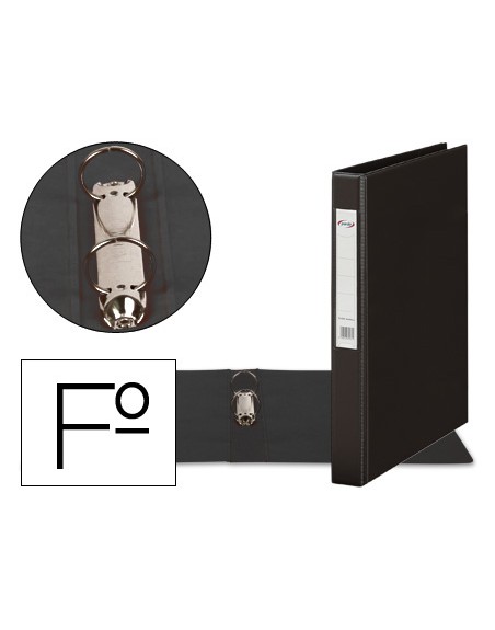 Carpeta 2 anillas 40 mm plastico pardo folio negro