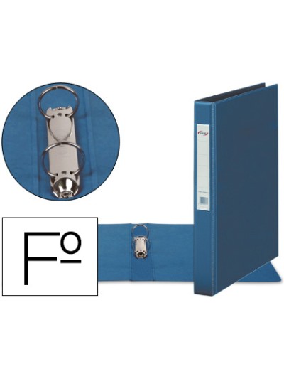 Carpeta 2 anillas 40 mm plastico pardo folio azul