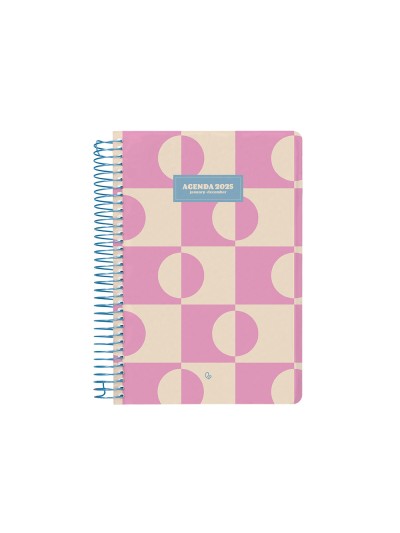Agenda espiral liderpapel classic 2025 dia pagina expositor de 12 unidades surtidas papel 70 gr