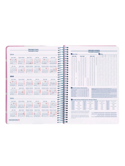 Agenda espiral liderpapel classic 2025 dia pagina expositor de 12 unidades surtidas papel 70 gr