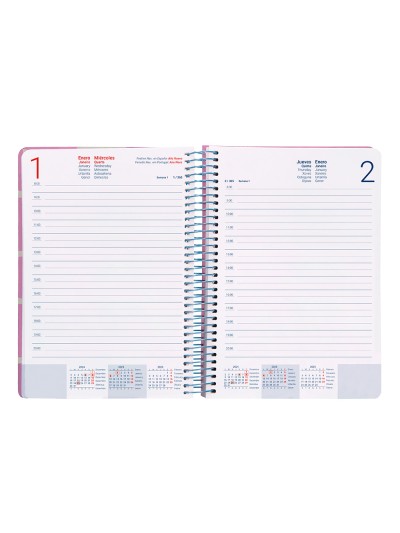 Agenda espiral liderpapel classic 2025 dia pagina expositor de 12 unidades surtidas papel 70 gr