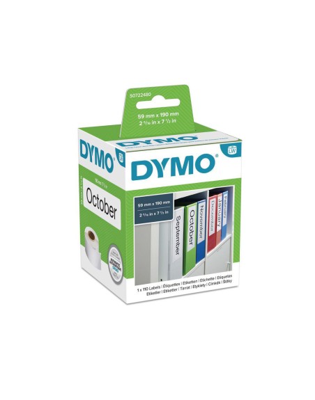 Etiqueta adhesiva dymo 99019 -tamaño 59x190 mm para impresora 400 110 etiquetas uso lomo archivadores