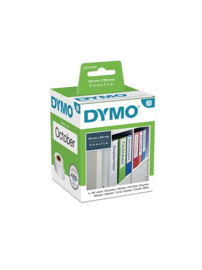 Etiqueta adhesiva dymo 99019 -tamaño 59x190 mm para impresora 400 110 etiquetas uso lomo archivadores