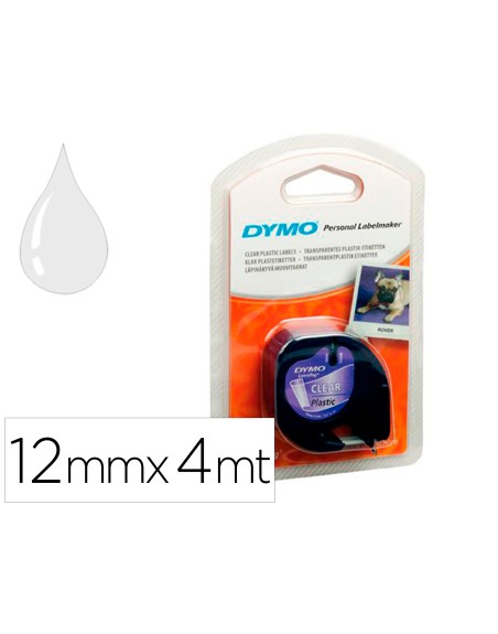 Cinta dymo 12mmx4mt -transparente para maquina letratag