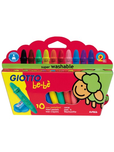 Lapices cera giotto super bebe caja de 10 colores surtidos + sacapuntas