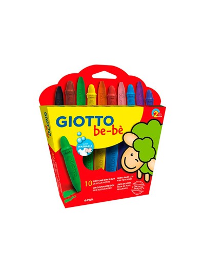 Lapices cera giotto super bebe caja de 10 colores surtidos + sacapuntas