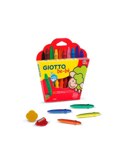 Lapices cera giotto super bebe caja de 10 colores surtidos + sacapuntas