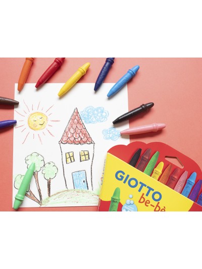 Lapices cera giotto super bebe caja de 10 colores surtidos + sacapuntas