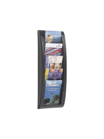 Expositor mural paperflow din a5 negro 5 casillas 650x228x95 mm