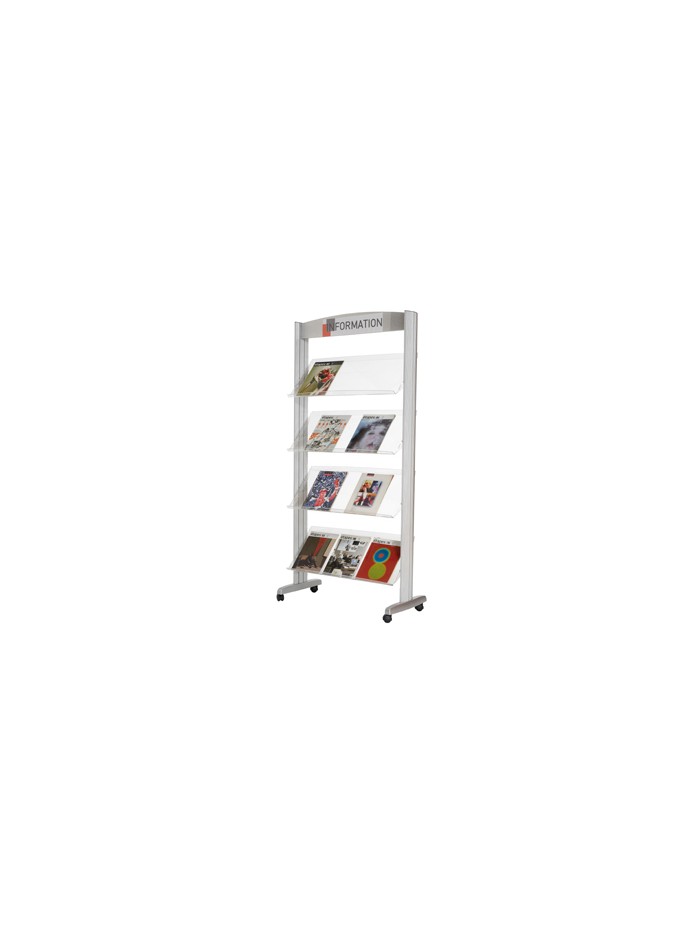 Expositor paperflow de suelo metalico baldas transparentes 4 estantes Expositor paperflow de suelo metalico baldas transparentes 4 estantes
