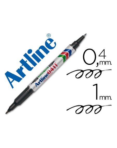 Rotulador artline marcador permanente ek-041t negro doble punta 0,4 y 1,0 mm
