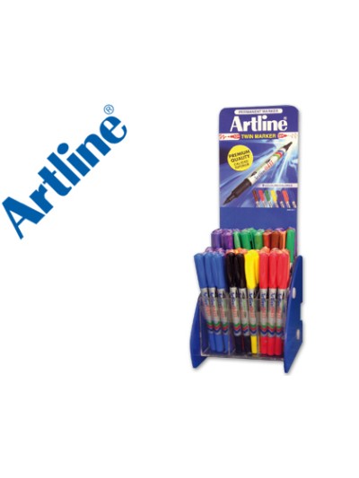 Rotulador artline marcador permanente ek-041t doble punta 0,4 y 1 mm expositor de 72 unidades colores surtidos