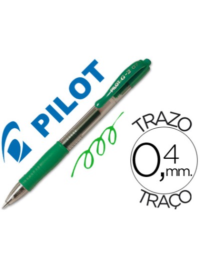 Boligrafo pilot g-2 verde tinta gel retractil sujecion de caucho