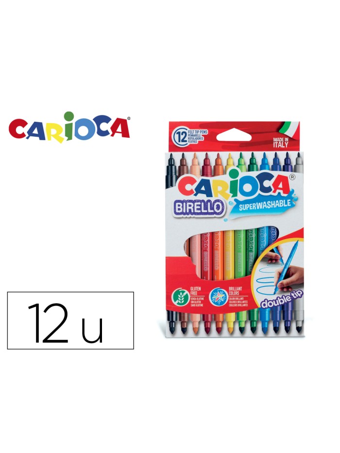 Rotulador carioca birello bipunta caja de 12 colores surtidos