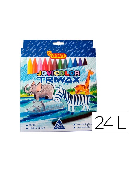 Lapices cera jovicolor triangular triwax 24 unidades colores surtidos