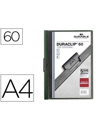 Carpeta duraclip dossier pinza lateral verde oscuro capacidad 60 hojas