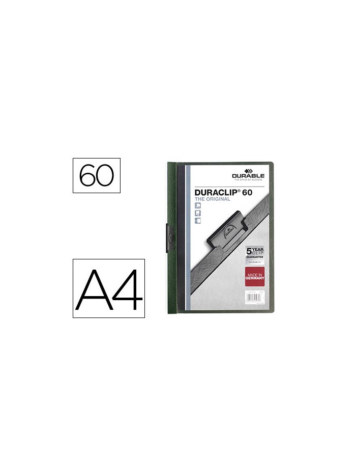 Carpeta duraclip dossier pinza lateral verde oscuro capacidad 60 hojas Carpeta duraclip dossier pinza lateral verde oscuro capacidad 60 hojas