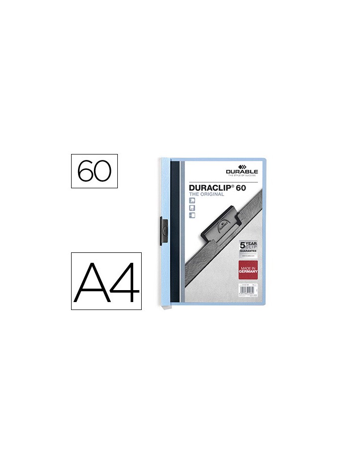 Carpeta duraclip dossier pinza lateral azul capacidad 60 hojas Carpeta duraclip dossier pinza lateral azul capacidad 60 hojas