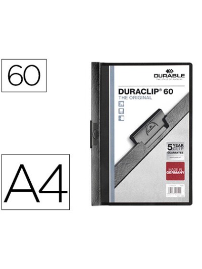 Carpeta duraclip dossier pinza lateral negro capacidad 60 hojas