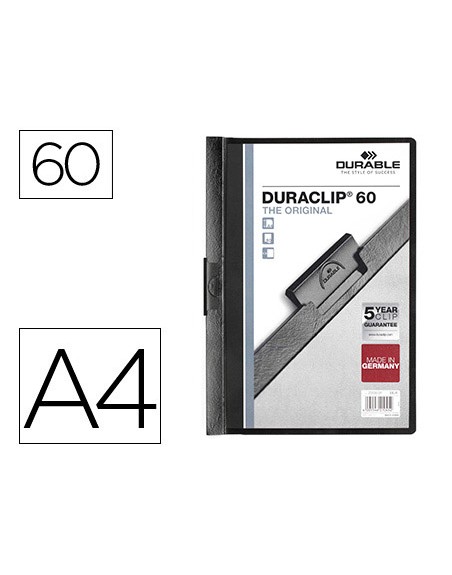 Carpeta duraclip dossier pinza lateral negro capacidad 60 hojas