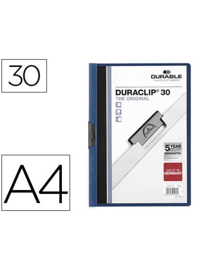 Carpeta duraclip dossier pinza lateral azul oscuro capacidad 30 hojas