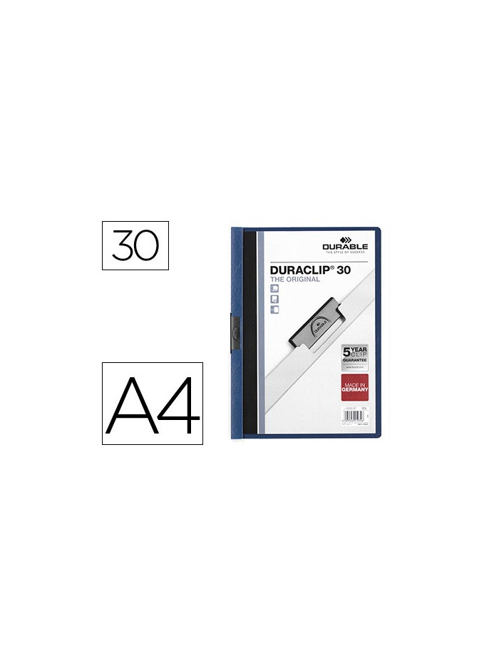 Carpeta duraclip dossier pinza lateral azul oscuro capacidad 30 hojas Carpeta duraclip dossier pinza lateral azul oscuro capacidad 30 hojas