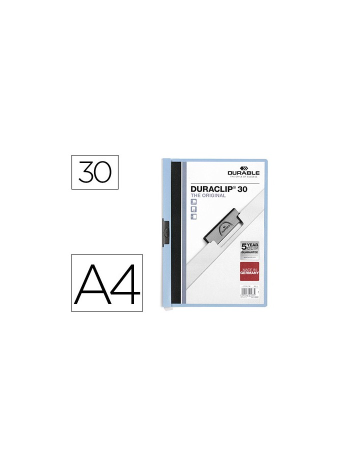 Carpeta duraclip dossier pinza lateral azul capacidad 30 hojas Carpeta duraclip dossier pinza lateral azul capacidad 30 hojas