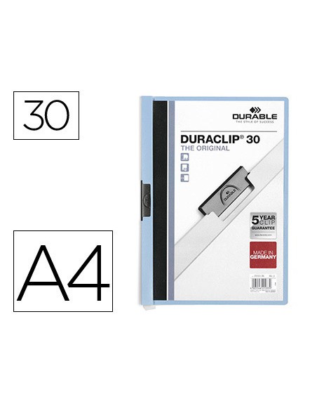 Carpeta duraclip dossier pinza lateral azul capacidad 30 hojas