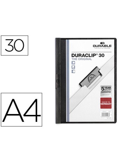 Carpeta duraclip dossier pinza lateral negro capacidad 30 hojas