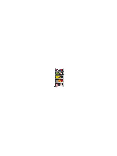 Expositor paperflow de suelo movil metalico con 5 repisas negro 140x1700x395 mm