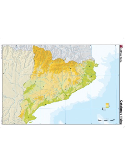 Mapa mudo color din a4 cataluña fisico