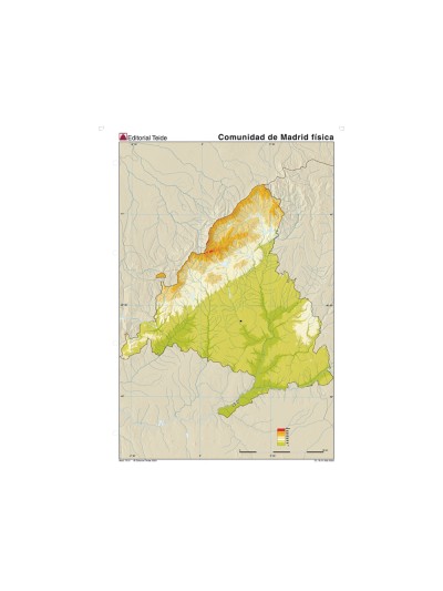 Mapa mudo color din a4 madrid comunidad de madrid fisico
