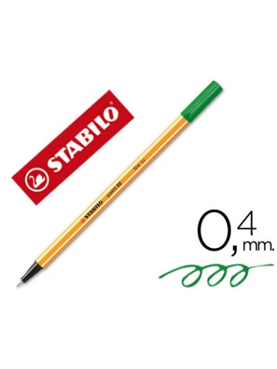 Rotulador stabilo punta de fib ra point 88 verde hoja punta fina 0,4mm