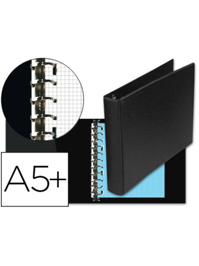 Carpeta multifin alfa 3002-m 11 anillas 25 mm plastico cuarto negro