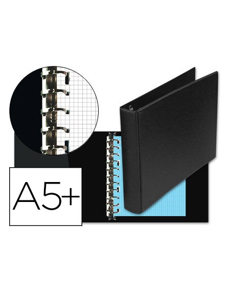 Carpeta multifin alfa 3002-m 11 anillas 25 mm plastico cuarto negro