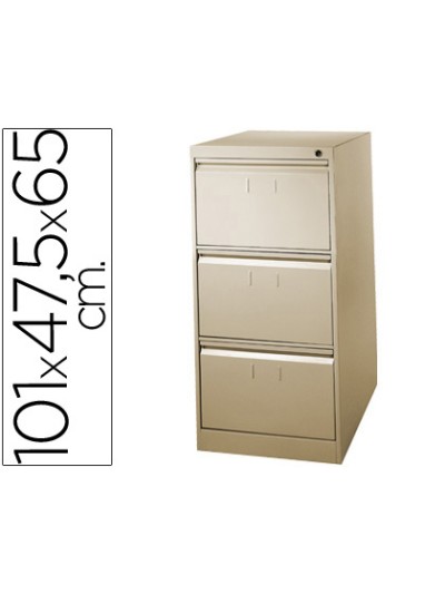 Fichero cajones de suelo metalico de 3 cajones 101 alto,65 prof. 47,5 ancho color beige n.34