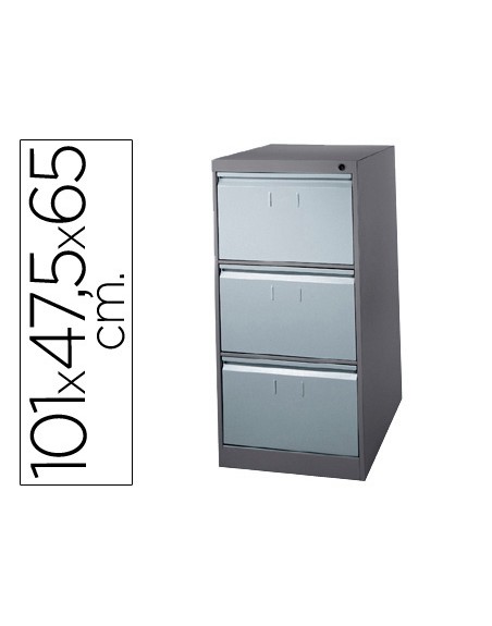 Fichero cajones de suelo metalico de 3 cajones 101 alto,65 prof. 47,5 ancho color gris n.1375