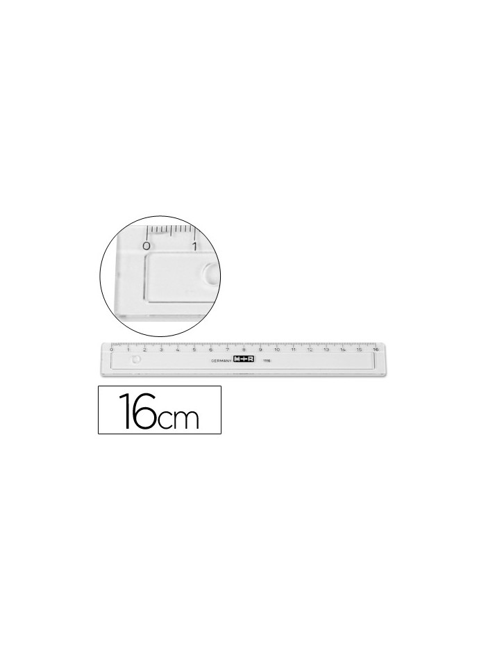 Regla m+r 16 cm plastico transparente con bisel Regla m+r 16 cm plastico transparente con bisel