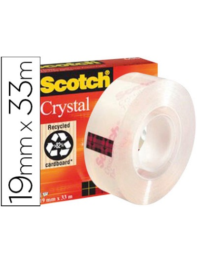 Cinta adhesiva scotch supertransparente 33 mt x 19 mm 600/1933ci