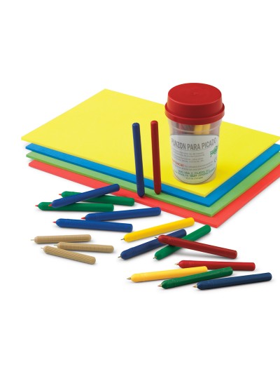Punzon faibo plastico con punta de acero latonado 10 cm colores surtidos