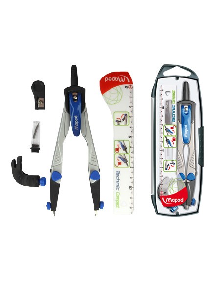 Compas maped 538700 -con adaptador universal estuche de minas y afilaminas