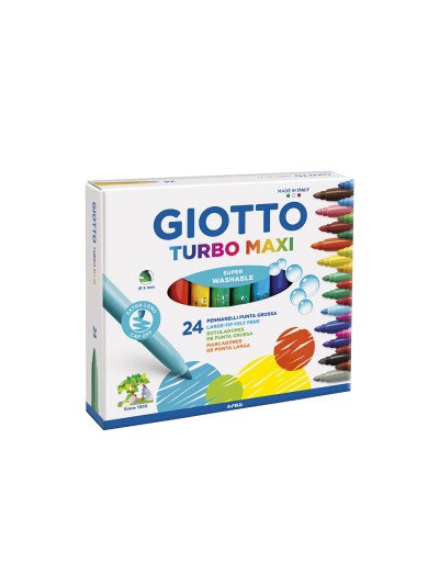 Rotulador giotto turbo maxi caja de 24 colores lavables con punta bloqueada